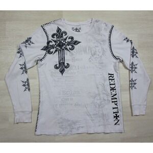 Y2K Raw State Redemption Cross Wings Thermal Long Sleeve Shirt (XL) Bikercore